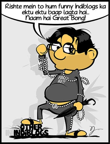 A caricature of Arnab Ray (aka GreatBong), winner of the 'Best Indiblog of the Year' award at Indibloggies 2006 edition, by the very talented Vikram Nandwani of [Point Blank](https://web.archive.org/web/20070703050110/http://www.pointblank2006.blogspot.com/). It followed with an very [intereting interview](https://greatbong.net/2007/03/30/mutter-with-megha/) wigh Megha Murthy.